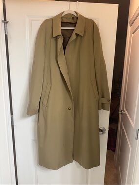 Mens  Khaki Wool Lined Overcoat